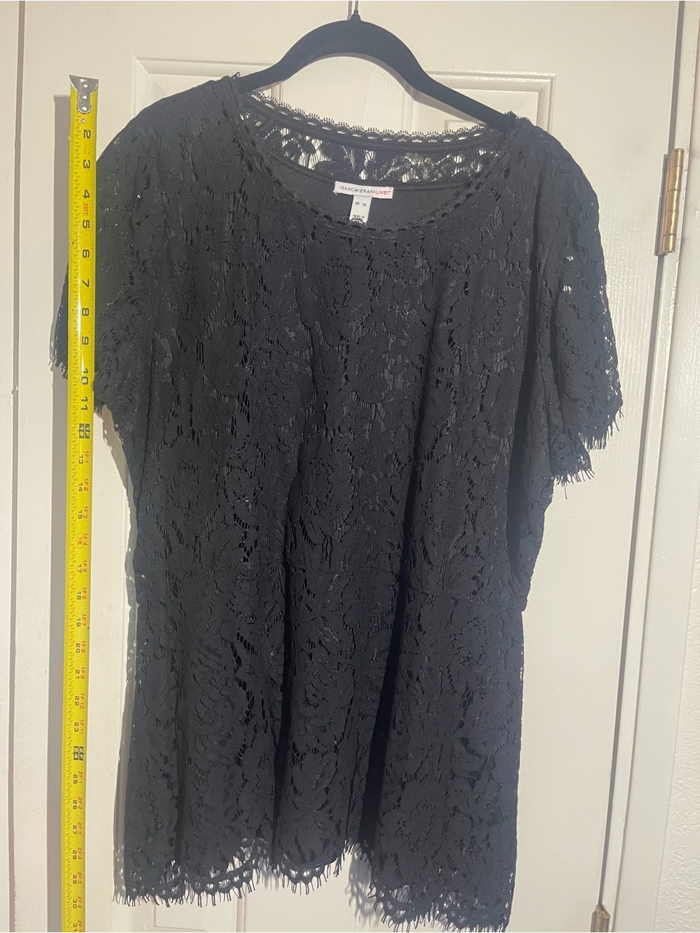 Isaac Mizrahi Black Lace Short Sleeve Blouse